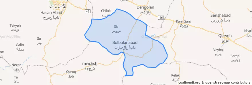 Mapa de ubicacion de بخش بلبان آباد.