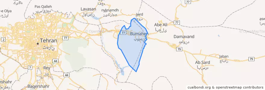 Mapa de ubicacion de بخش بومهن.