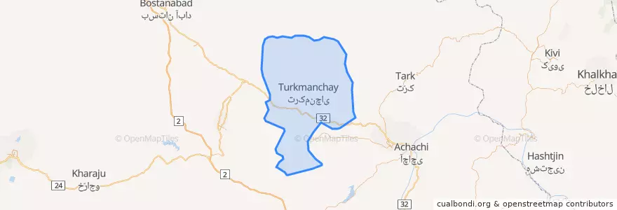 Mapa de ubicacion de بخش ترکمانچای.