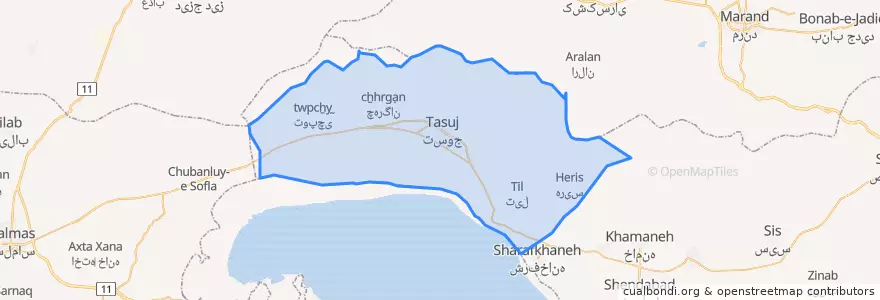 Mapa de ubicacion de بخش تسوج.