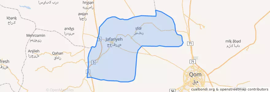 Mapa de ubicacion de بخش جعفرآباد.