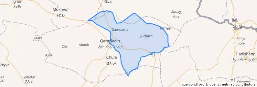 Mapa de ubicacion de بخش حاجیلار.