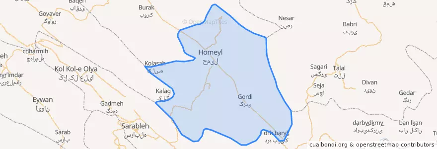 Mapa de ubicacion de بخش حمیل.