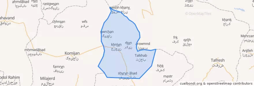Mapa de ubicacion de بخش خنجین.