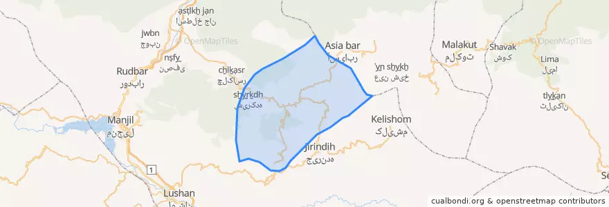 Mapa de ubicacion de بخش خورگام.