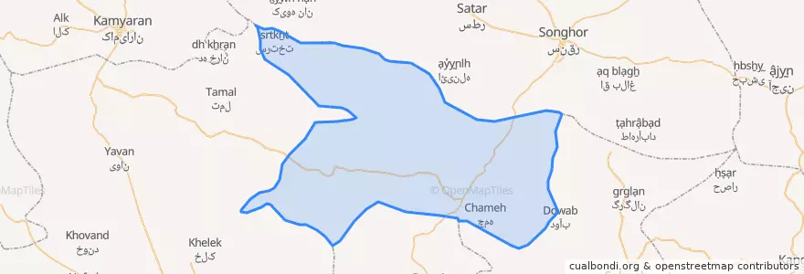 Mapa de ubicacion de بخش دینور.