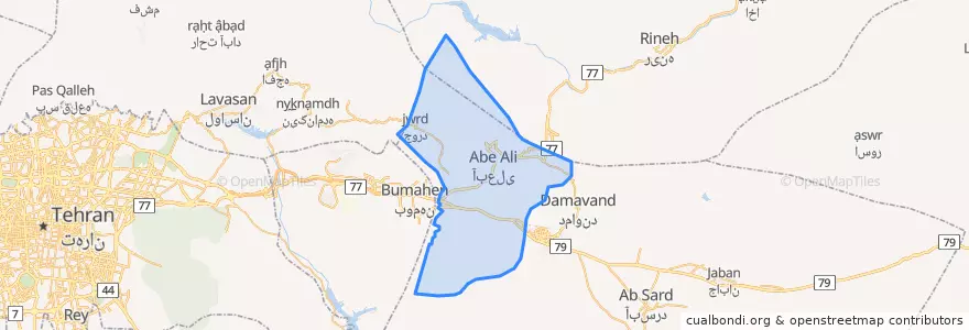 Mapa de ubicacion de بخش رودهن.
