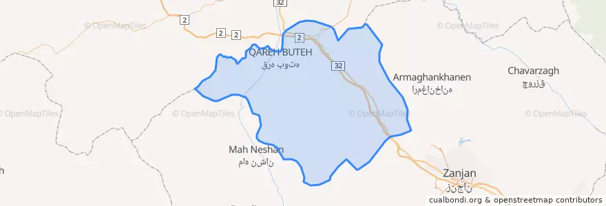 Mapa de ubicacion de بخش زنجانرود.