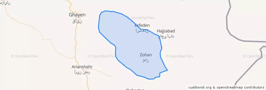 Mapa de ubicacion de بخش زهان.