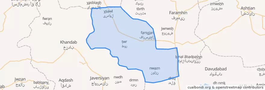 Mapa de ubicacion de بخش ساروق.