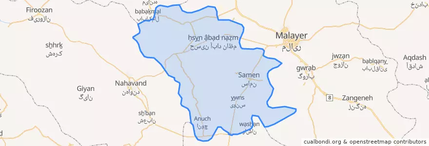 Mapa de ubicacion de بخش سامن.
