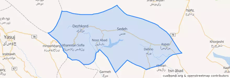 Mapa de ubicacion de Sedeh District.