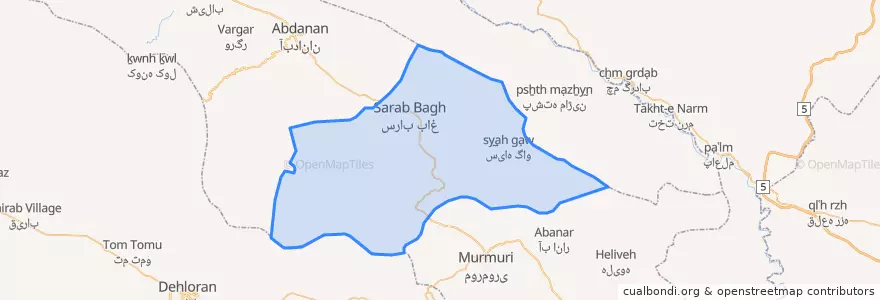 Mapa de ubicacion de بخش سراب باغ.