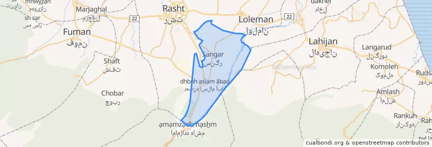 Mapa de ubicacion de بخش سنگر.