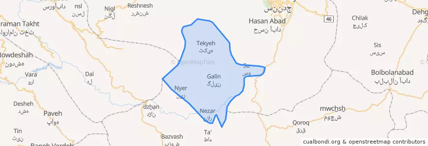 Mapa de ubicacion de بخش سیروان.