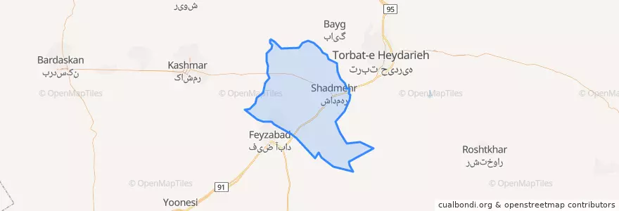 Mapa de ubicacion de بخش شادمهر.