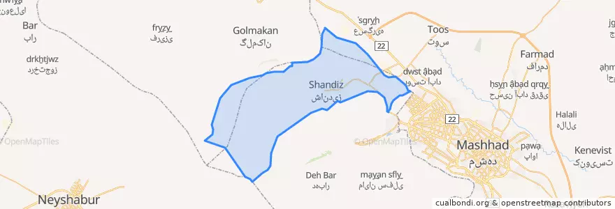 Mapa de ubicacion de بخش شاندیز.
