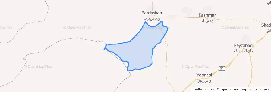 Mapa de ubicacion de بخش شهرآباد.
