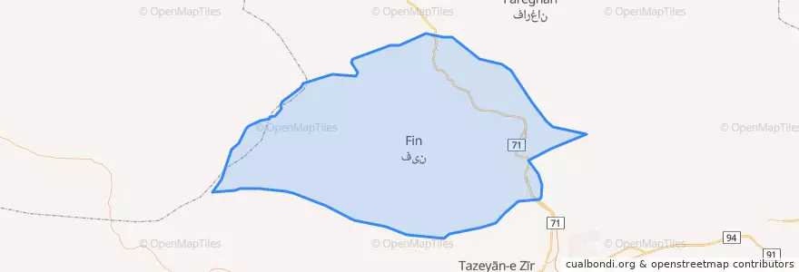 Mapa de ubicacion de بخش فین.