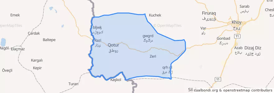 Mapa de ubicacion de بخش قطور.