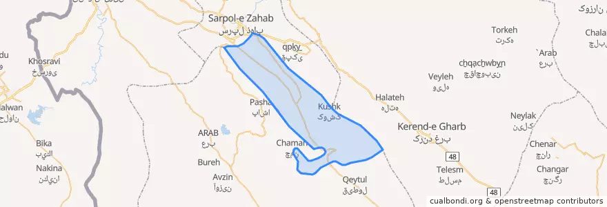 Mapa de ubicacion de بخش قلعه شاهین.