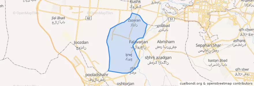 Mapa de ubicacion de بخش قهدریجان.