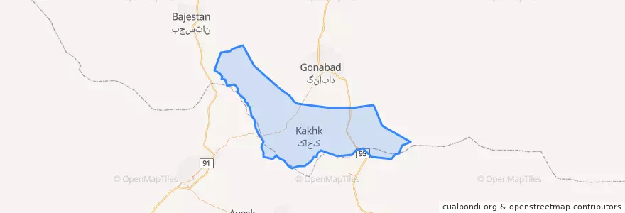 Mapa de ubicacion de بخش کاخک.