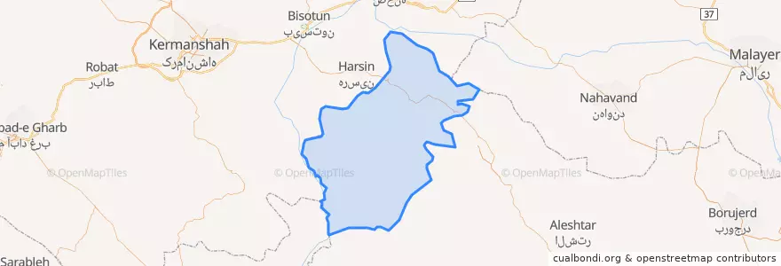 Mapa de ubicacion de بخش کاکاوند.
