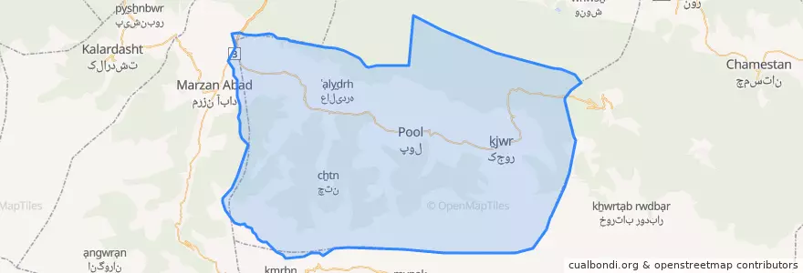 Mapa de ubicacion de بخش کجور.