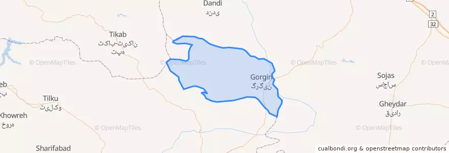 Mapa de ubicacion de بخش کرانی.