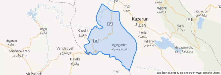 Mapa de ubicacion de بخش کنارتخته و کمارج.