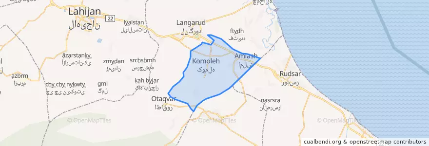 Mapa de ubicacion de بخش کومله.