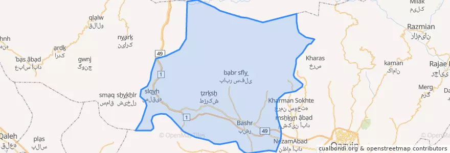 Mapa de ubicacion de بخش کوهین.