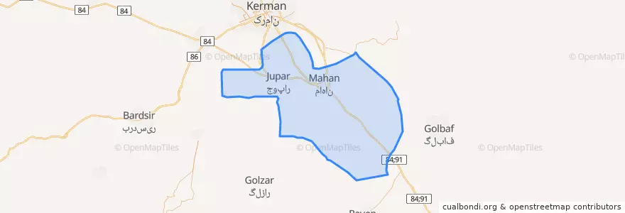 Mapa de ubicacion de بخش ماهان.