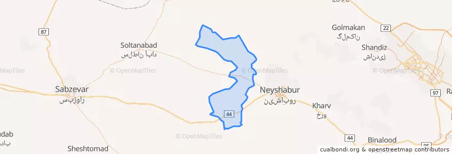 Mapa de ubicacion de بخش مرکزی شهرستان فیروزه.