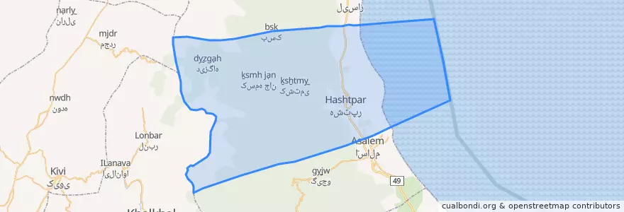 Mapa de ubicacion de بخش مرکزی شهرستان طوالش.