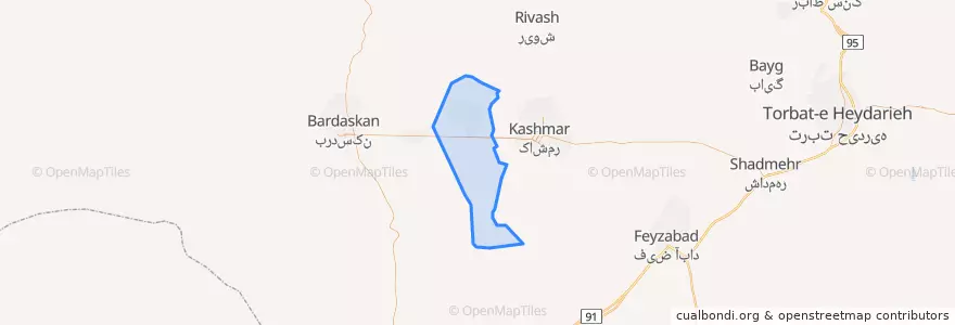 Mapa de ubicacion de بخش مرکزی شهرستان خلیل آباد.