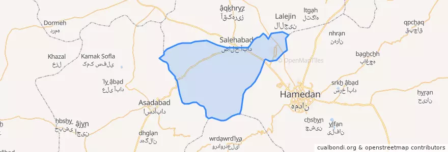 Mapa de ubicacion de بخش مرکزی شهرستان بهار.