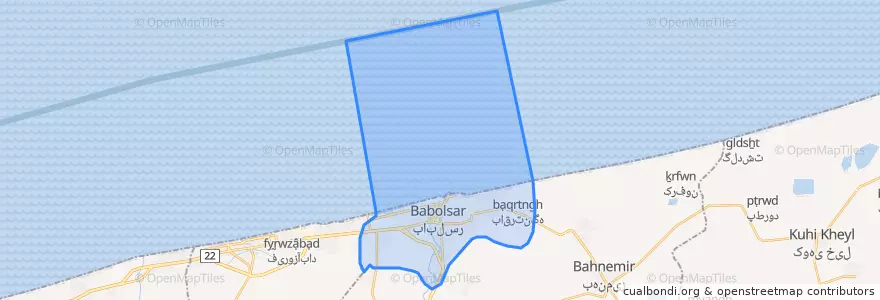 Mapa de ubicacion de بخش مرکزی شهرستان بابلسر.