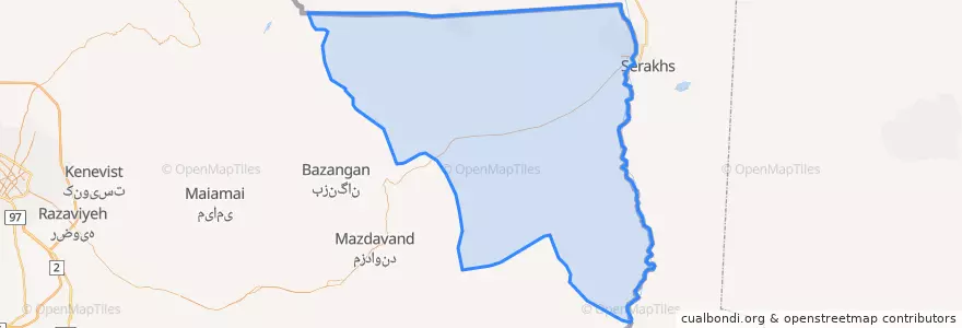 Mapa de ubicacion de بخش مرکزی شهرستان سرخس.