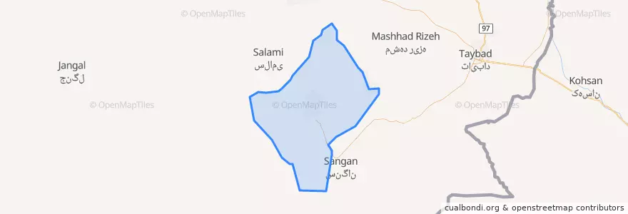 Mapa de ubicacion de بخش مرکزی شهرستان خواف.