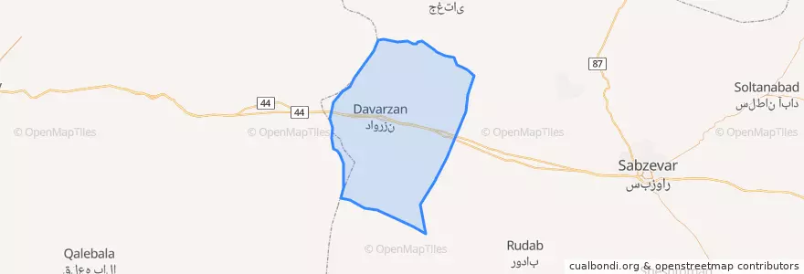 Mapa de ubicacion de بخش مرکزی شهرستان داورزن.