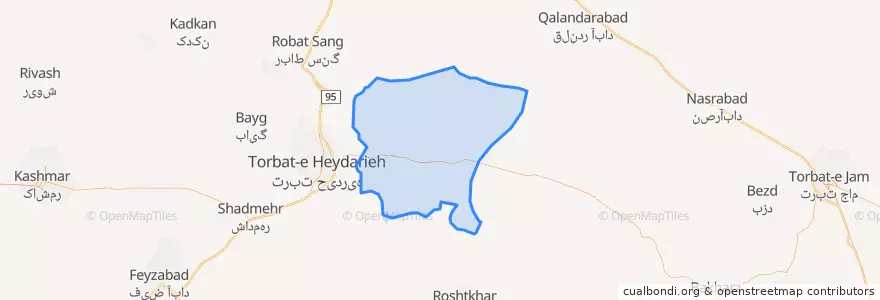 Mapa de ubicacion de بخش مرکزی شهرستان زاوه.