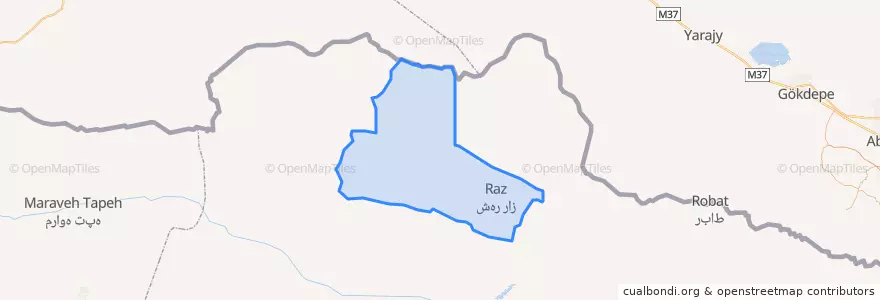Mapa de ubicacion de بخش مرکزی شهرستان راز و جرگران.
