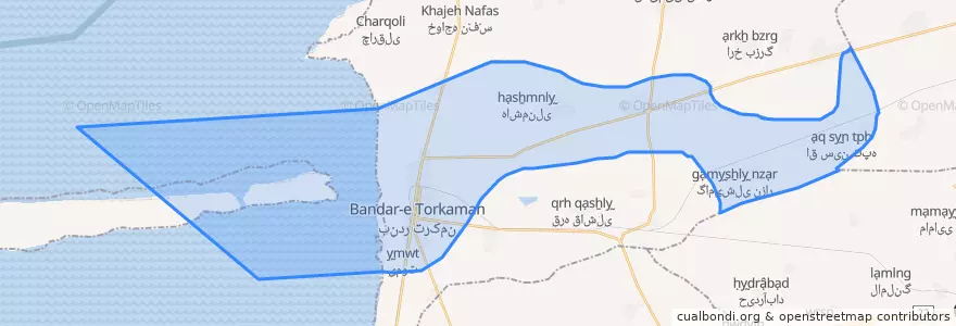 Mapa de ubicacion de بخش مرکزی شهرستان ترکمن.