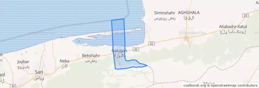 Mapa de ubicacion de بخش مرکزی شهرستان گلوگاه.