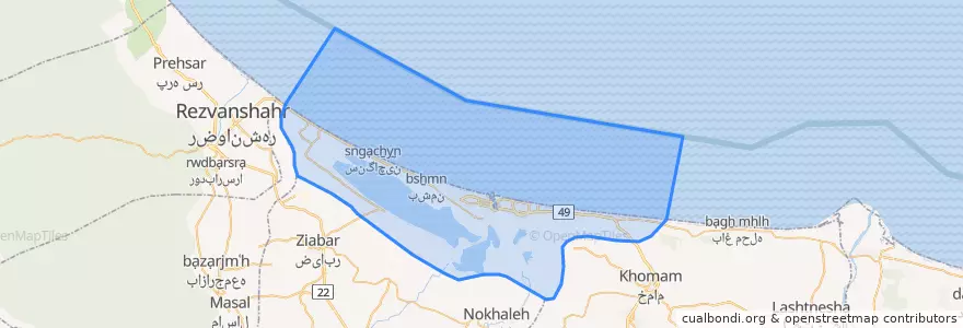 Mapa de ubicacion de بخش مرکزی شهرستان بندر انزلی.