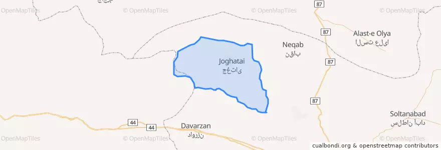 Mapa de ubicacion de بخش مرکزی شهرستان جغتای.