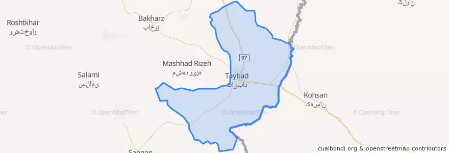 Mapa de ubicacion de بخش مرکزی شهرستان تایباد.