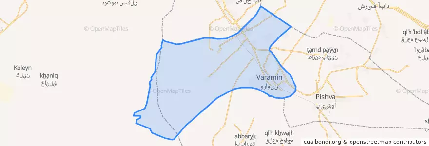 Mapa de ubicacion de بخش مرکزی شهرستان ورامین.